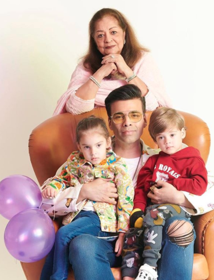 Hiroo Johar, Karan Johar, Roohi Johar and Yash Johar